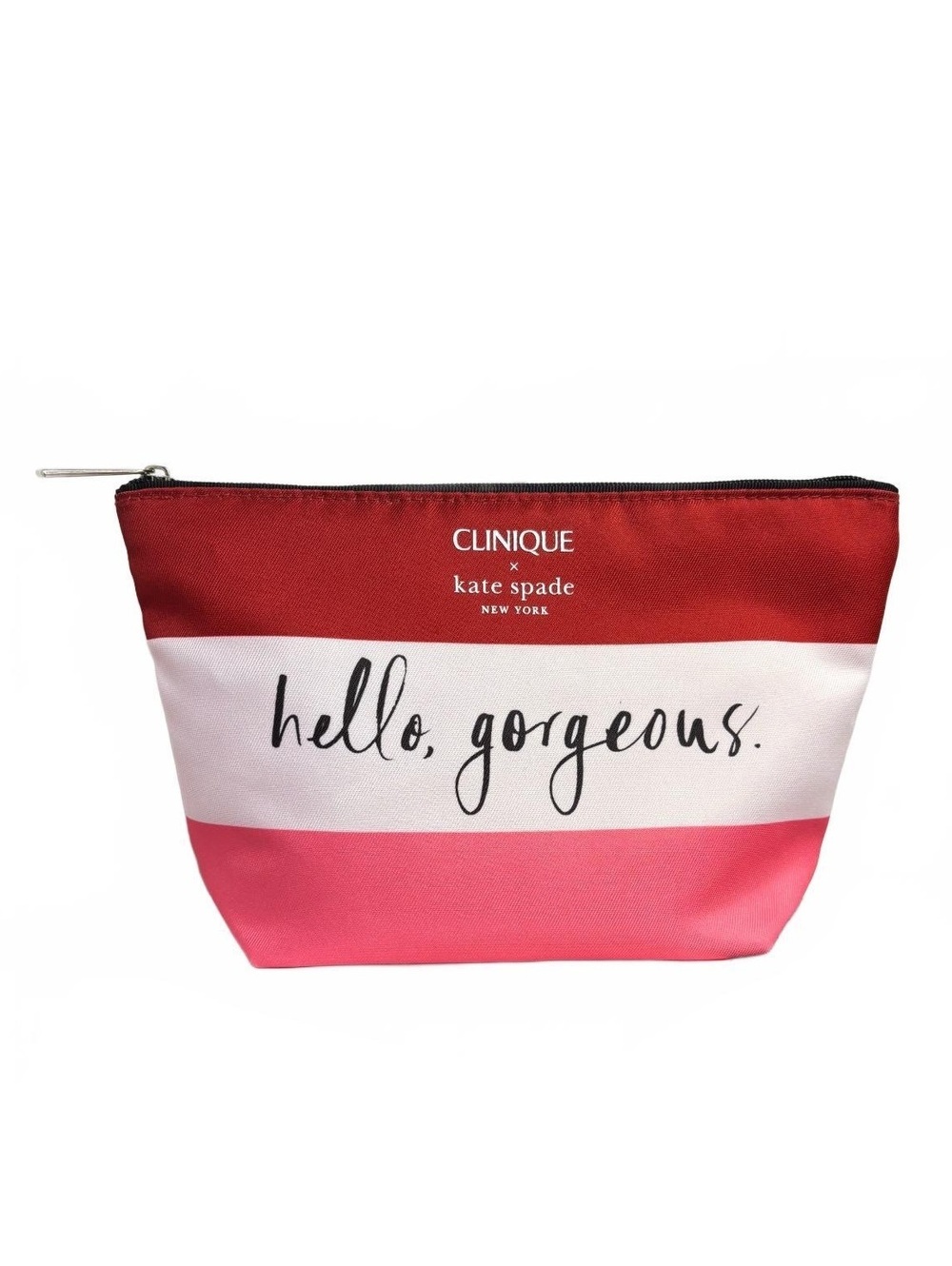 Clinique x Kate Spade Hello, Gorgeous Pink Red White Cosmetic Travel Makeup Bag